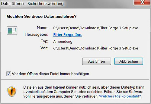 Installation Filter Forge - Bild 1